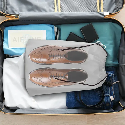 Miniatura 5 de Riuog Bolsas de zapatos transparentes con cuerda, bolsa de almacenamiento transparente portátil, para organizar zapatos grandes y transparentes