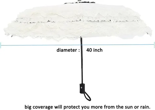 Miniatura 34 de WENDIN Sombrilla de encaje plegable vintage Paraguas gótico lluvia Anti-UV protección de encaje parasol cúpula Foto Props niñas sombrilla paraguas
