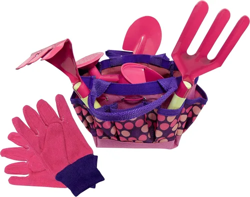 Miniatura 2 de Juego de herramientas de jardinería para niños con sombrero de sol a juego (rosa)