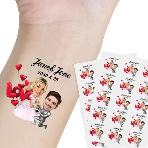 Miniatura 26 de Tatuaje personalizado con nombre y cara, tatuaje temporal personalizado para adultos, niños, amados, un amigo o familia, cara con nombre, 2 x 2