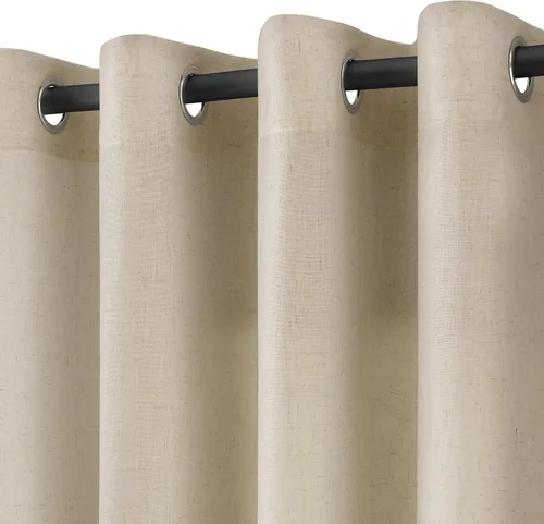 Miniatura 20 de Cortinas de lino beige de abedul de 84 pulgadas de largo para sala de estar, cortina semitransparente filtrante de luz de lujo, decoración moderna