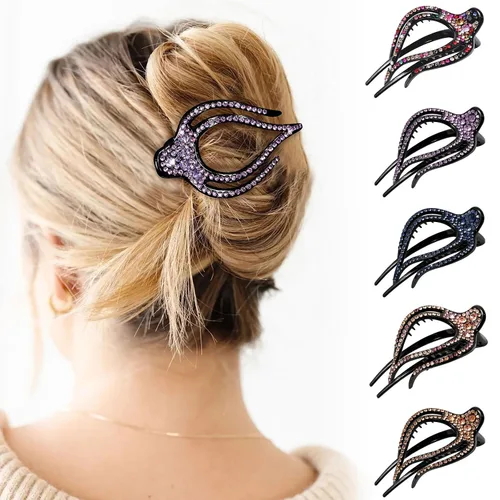 Miniatura 10 de Pinzas de pelo planas French Concord - 6 piezas, pinzas de pelo curvas sin deslizamiento, pinzas de agarre para volumen, pinzas de pelo para mujeres