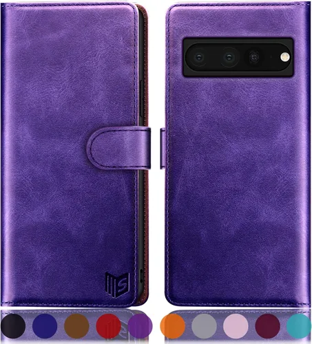 Miniatura 10 de SUANPOT Funda tipo cartera para Google Pixel 7 Pro 5G con bloqueo RFID, tarjetero de crédito, funda protectora de piel sintética con tapa para Oro
