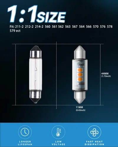 Miniatura 4 de Kit de bombillas festoon Keiurot T3 de 41 mm y 42 mm para debajo del gabinete, bombilla de reemplazo para debajo del gabinete, bombilla