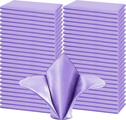 Miniatura 16 de 50 servilletas de tela de satén color burdeos, servilletas cuadradas de 20 x 20 pulgadas, servilletas de mesa de tela suave y lisa, servilletas
