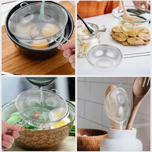 Miniatura 9 de BESTonZON Colador de lavabo de acero inoxidable con asa, colador de pasta plegable para lavabo multiusos, colador de cocina y para colar, enjuagar