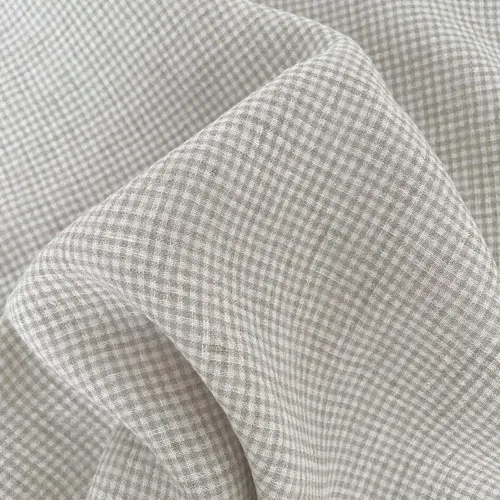 Miniatura 4 de Tela de lino Seersucker Gingham Check 7328 7329 Beige