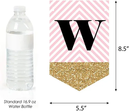 Miniatura 3 de Big Dot of Happiness - Hello Little One - Rosa y dorado - Banner de banderines para baby shower - Decoraciones de fiesta de niña - Welcome Baby
