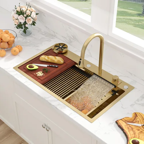 Miniatura 26 de Sarlai 15 Fregadero de Barra de 15x15 Pulgadas para Cocina, Fregadero de Barra de Acero Inoxidable de Calibre 16, Estación de Trabajo con Repisa