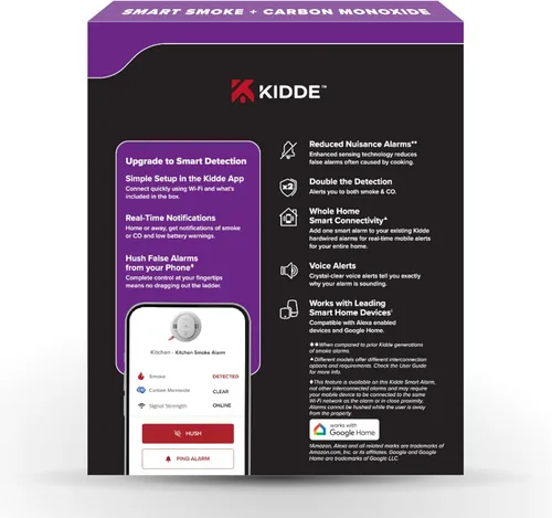 Miniatura 13 de Kidde Detector inteligente de humo y monóxido de carbono habilitado por la aplicación Kidde con cableado, respaldo de batería AA, alertas de voz