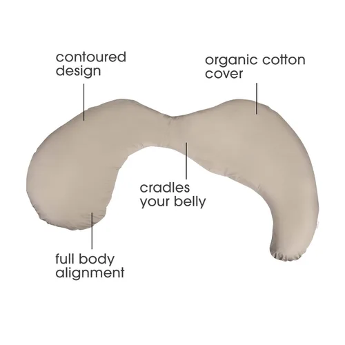 Miniatura 2 de Boppy - Almohada Total de Cuerpo para Embarazo con Algodón Orgánico, Funda Removible Fácil de Colocar en Color Biscuit para Soporte de Cuerpo