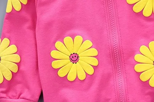 Miniatura 8 de Yao Conjunto de 3 piezas con estampado de flores para niñas pequeñas de 1 a 5 años, chaleco y pantalones