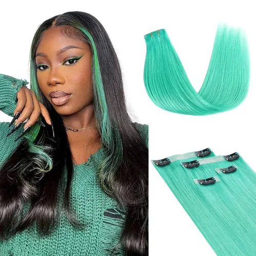 Miniatura 12 de Lashey - Extensiones de cabello con clip sin costuras, de cabello humano real, 7 unidades, 110 g, 14 pulgadas, color negro natural, lacio