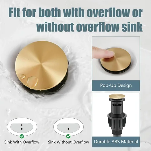 Miniatura 7 de Aolemi Grifo de baño de una sola manija, 1 agujero, montaje en cubierta, lavabo para lavabo de lavabo RV con placa de cubierta y montaje de drenaje