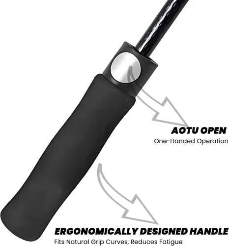 Miniatura 6 de Paraguas de golf extragrande de 62, 68 y 72 pulgadas, con doble dosel ventilado, resistente al viento, impermeable, de apertura automática