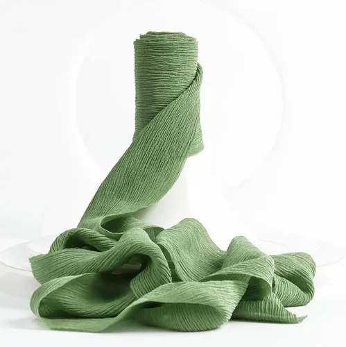 Miniatura 14 de HUIHUANG Cinta de seda arrugada de 3 pulgadas de ancho, cinta de seda verde menta, rústica teñida a mano, cinta de gasa de seda para boda, ramo