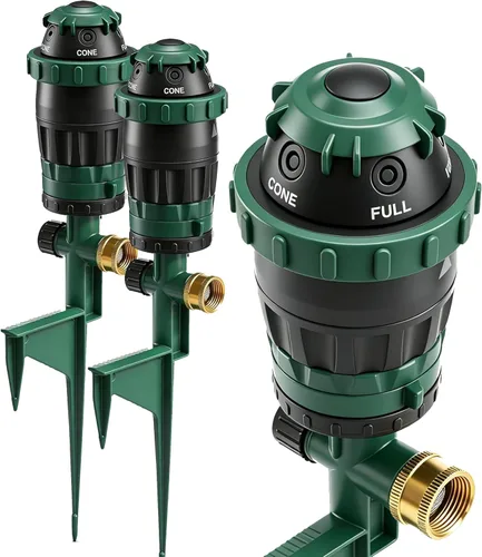 Miniatura 9 de LIULO TOOL Paquete de 2 rociadores de impacto de aleación de zinc para patio, cabezal de rociador de agua pulsante de acero inoxidable en base