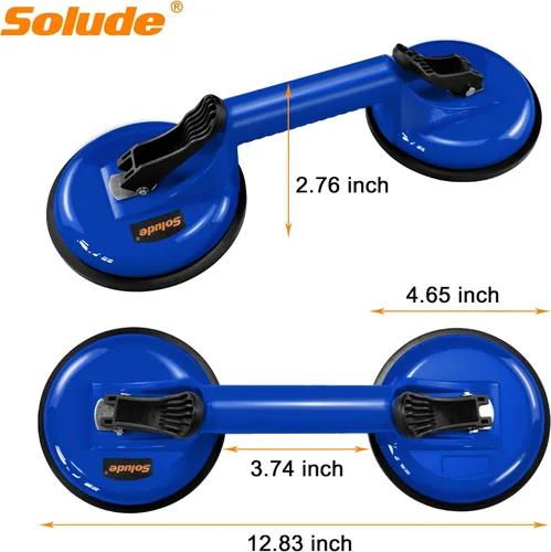 Miniatura 3 de Paquete de 2 Ventosas de Servicio Pesado con Mango de Vacío - Soporte de Vidrio de Aluminio para Levantar Ventanas