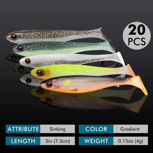 Miniatura 2 de TRUSCEND Shadtale Easy Catch Soft Fishing Lures, Unique Vibration and Action for Various Rigs, Paddle Tail Swimbaits Trailer for Bass, Trout