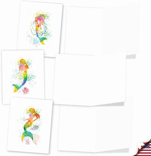 Miniatura 3 de The Best Card Company Juego de caja de tarjetas de felicitación en blanco de acuarela surtidas - Incluye 10 tarjetas + sobres, 10 diseños únicos