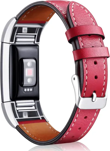 Replacement Leather Band Compatible for Fitbit Charge 2/5/6, Classic Genuine Leather Wristband for Men Women