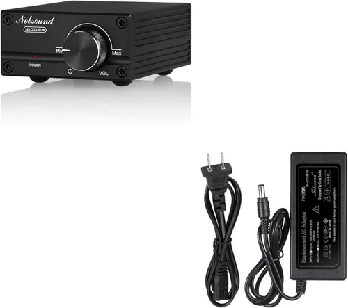 Nobsound Mini amplificador de subwoofer de 100 W con paquete de fuente de alimentación DC 19V 4.74A, amplificador digital con adaptador para