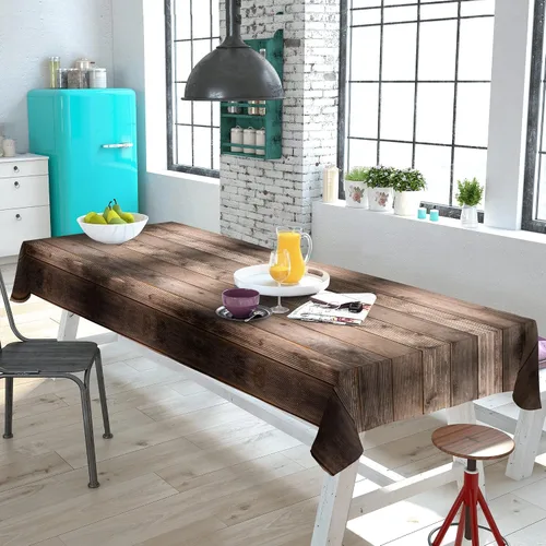 Miniatura 7 de Mantel rectangular de tela de poliéster de 60 x 120 pulgadas, de grano de madera marrón, lavable, resistente a las arrugas, para comedor al aire