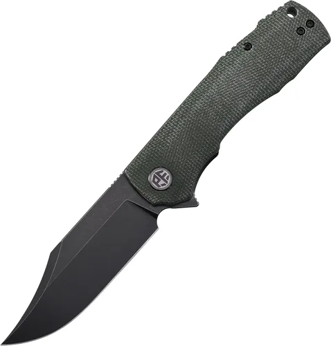 Petrified fish PFP03 Victor, hoja de satén K110 de 3.58", 4.94 oz Micarta Handel Flipper Liner lock Cuchillo plegable (verde oscuro lavado a la