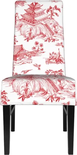 Miniatura 3 de Fundas para sillas de comedor con estampado de estilo chinoiserie, fundas para sillas de comedor lavables, fundas extraíbles para sillas de comedor