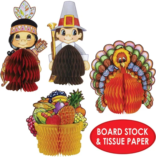 Miniatura 3 de Beistle 8 piezas de mini decoraciones de Acción de Gracias, centros de mesa para decoración del hogar de cosecha de otoño