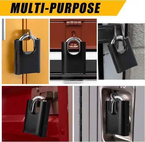 Miniatura 6 de DELSWIN Candado de combinación de 4 dígitos para exteriores, cerradura de casillero resistente con grillete de acero endurecido, cerradura combinada