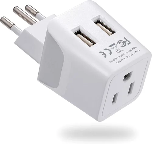 Miniatura 12 de Adaptador de viaje Ceptics, de EE. UU. a Japón, Filipinas, con doble USB, tipo A, ultra compacto Tipo L - Italia