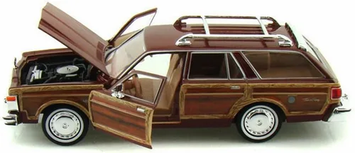 Miniatura 3 de 1979 Chrysler Lebaron Town & Country Wagon, rojo con revestimiento Woodie Motormax 73331-1/24 Escala Diecast Model Car