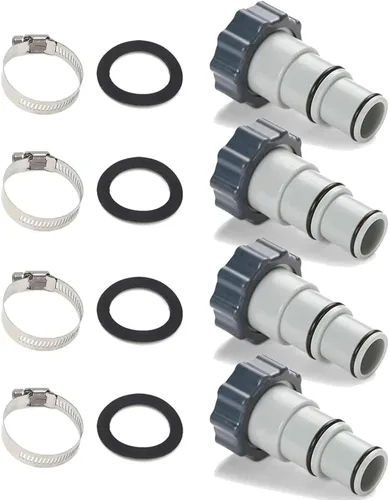 Miniatura 8 de TonGass Paquete de 2 adaptadores de manguera de repuesto roscado a abrazadera para juegos de piscina Intex con manguera de 1.5 y 1.25 pulgadas, se