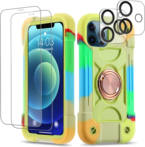 Miniatura 47 de Funda para iPhone 11 de 6.1 pulgadas con soporte de anillo, con 2 protectores de pantalla de vidrio, resistente a los golpes, resistente a