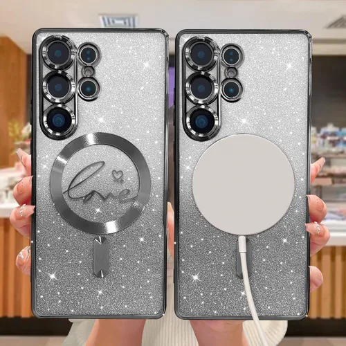 Miniatura 124 de ZONRW - Funda para Samsung Galaxy S22 Ultra magnética, para mujeres y niñas, cubierta trasera suave, lujosa, con corazón de amor, bling, degradado