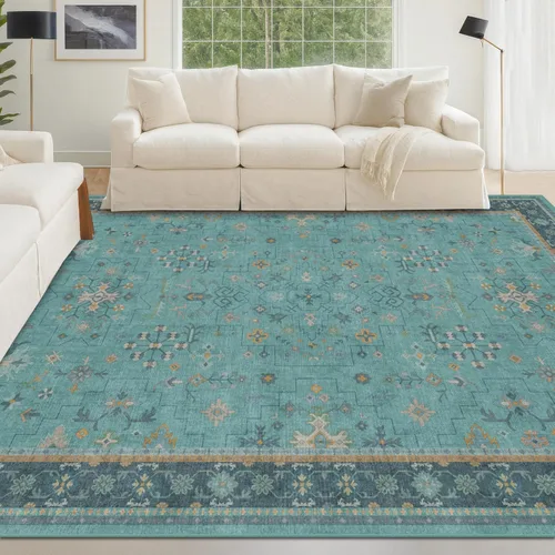 Miniatura 231 de Alfombra Boho Negra para Sala de Estar - Alfombra de Área Lavable de 10x14 Pies, Alfombras de Comedor para Debajo de la Mesa, Alfombra Suave de Pelo