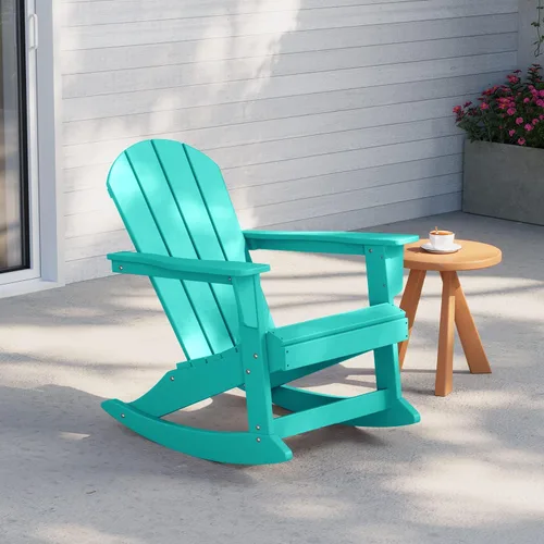 Miniatura 118 de WestinTrends Silla mecedora Malibu de poliéster para exterior/patio Adirondack, Negra
