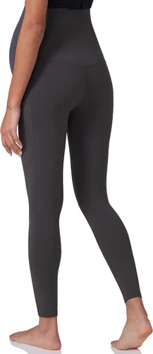Miniatura 4 de POSHDIVAH Leggings de entrenamiento de maternidad para mujer, sobre el vientre, pantalones de yoga con bolsillos, pantalones de trabajo suaves