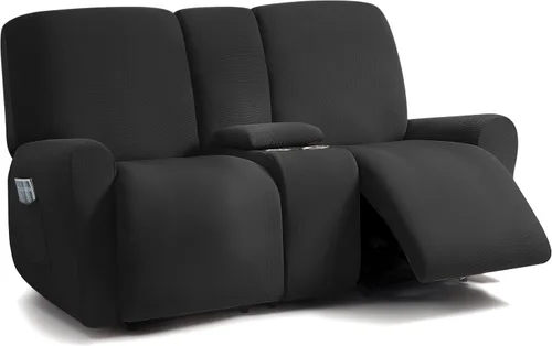 Miniatura 19 de ULTICOR - Juego de 8 fundas para sofá reclinable de jacquard, fundas elásticas para sofá reclinable para 3 cojines, fundas gruesas, suaves y Gris