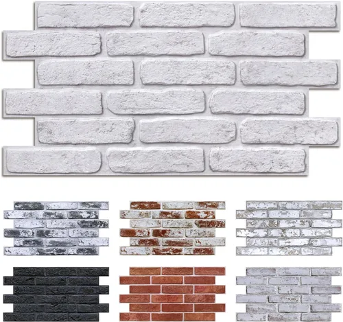 Miniatura 16 de Commomy Paneles de pared 3D de ladrillo sintético, 12 piezas de 22.8 x 11.8 pulgadas, azulejos finos y adhesivos de PVC UrltraLight para cocina