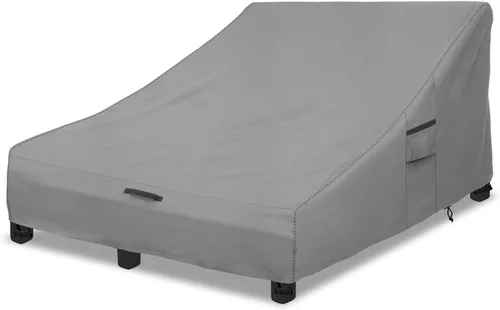 Miniatura 8 de Okcool Funda 100% impermeable para tumbona doble ancha para patio, lona resistente 600D, 80 pulgadas, para exteriores, beige y marrón