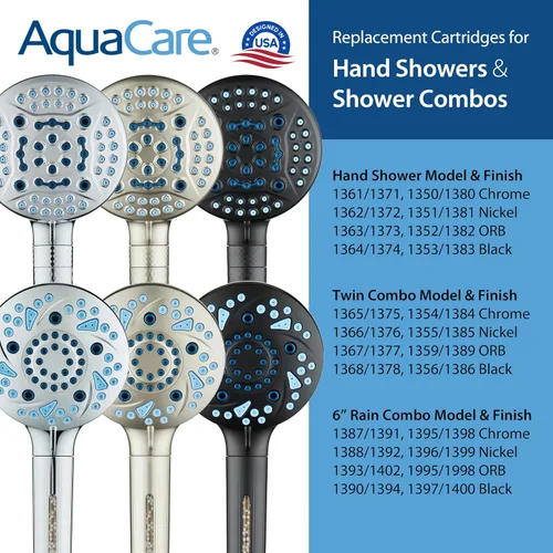 Miniatura 5 de AquaCare 2-pack, cartucho de repuesto para filtro de ducha American KDF Pure Stay-Clean para las cabezas de ducha de mano más avanzadas del mundo