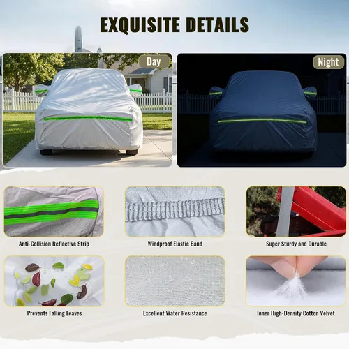 Miniatura 6 de TUCAREST - Funda de auto completa de 6 capas de alta calidad, diseño de cremallera de carcasa dura, impermeable, resistente a la intemperie