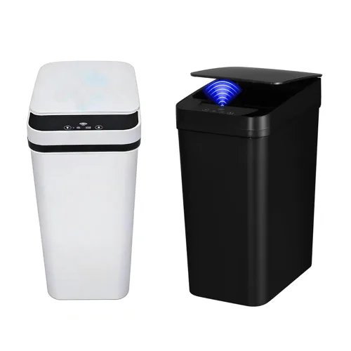 Miniatura 8 de Paquete de 2 cubos de basura para baño, papelero inteligente sin contacto, papelero automático con sensor de movimiento y tapa, cubo de basura
