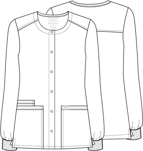 Miniatura 6 de Cherokee WW340 - Chaqueta de uniforme médico para mujer, con cierre frontal, 3 bolsillos, resistente a la decoloración, elástica en 2 direcciones