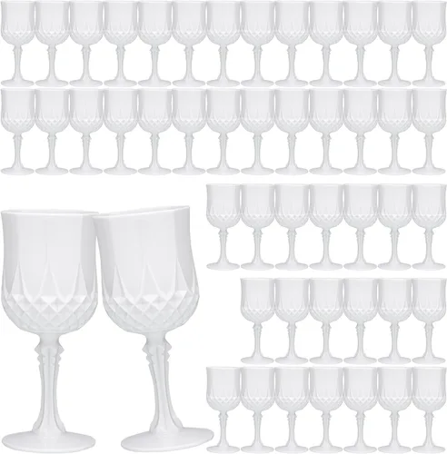 Miniatura 18 de JLYLOL Copas de Vino Vintage de Plástico 7OZ Copas de Plástico Vintage Vasos para Beber 24PCS Cristalería Retro para Bodas Copas de Agua Negro