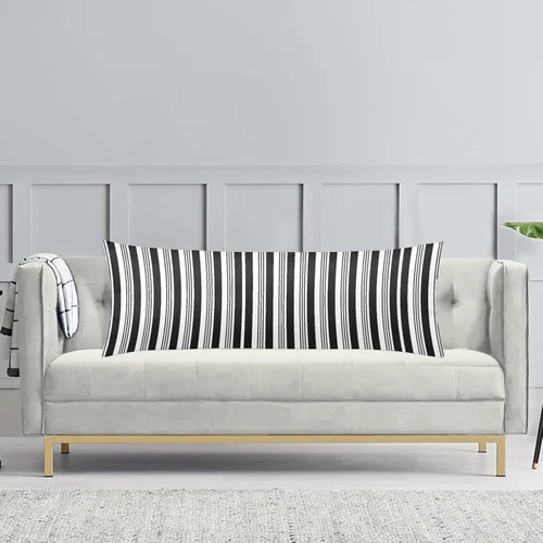 Miniatura 4 de Funda de almohada corporal a rayas blancas y negras, fundas de almohada a rayas blancas y negras, funda de almohada larga moderna con cremallera