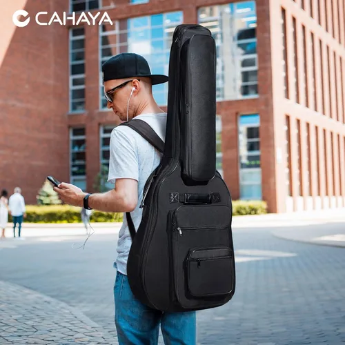 Miniatura 7 de CAHAYA Funda para Guitarra Acústica con Acolchado Grueso Impermeable Correa de Hombro Doble Ajustable Estuche de Guitarra Bolsa de Concierto 40 41