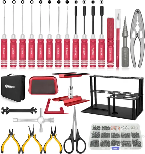Miniatura 7 de Kit de herramientas RC Juego de destornilladores (plano, Phillips, hexagonal), soporte de metal, soporte de trabajo RC, kit de tornillos de 522